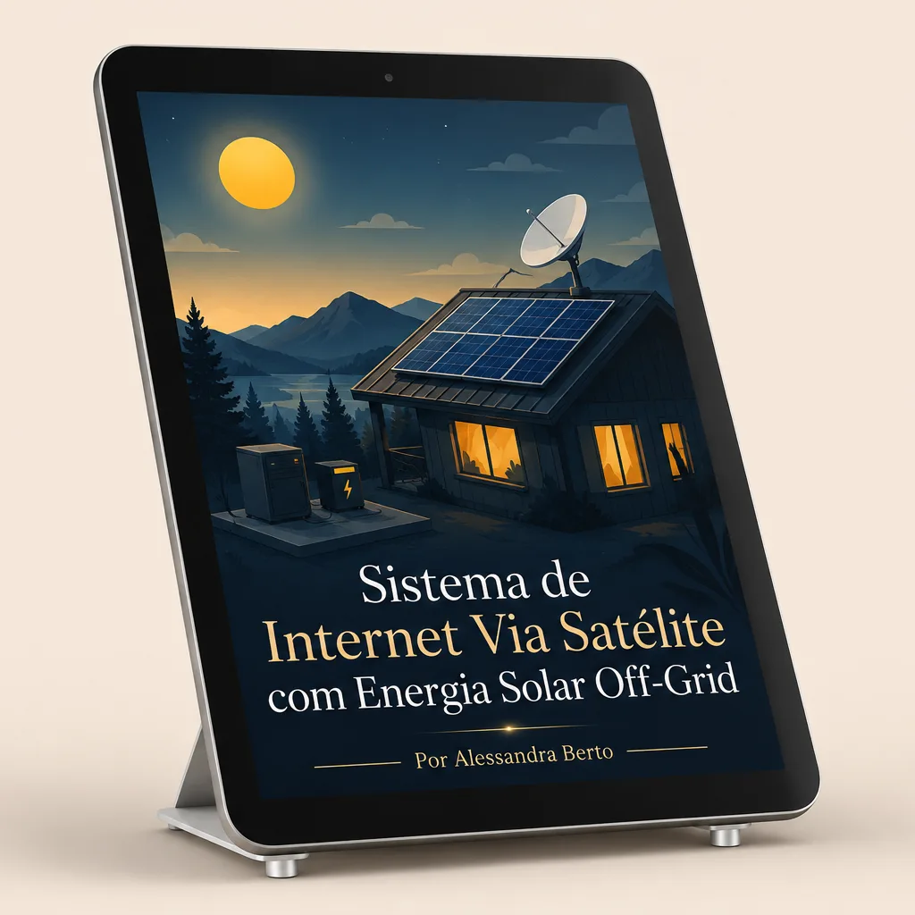 Capa do E-book Internet Via Satélite com Energia Solar Off-Grid — energia solar off-grid